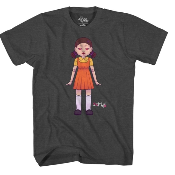 Squid Game Giant The Doll Tee 3X Netflix Charcoal Heather Red Light Green Light - Picture 2 of 6